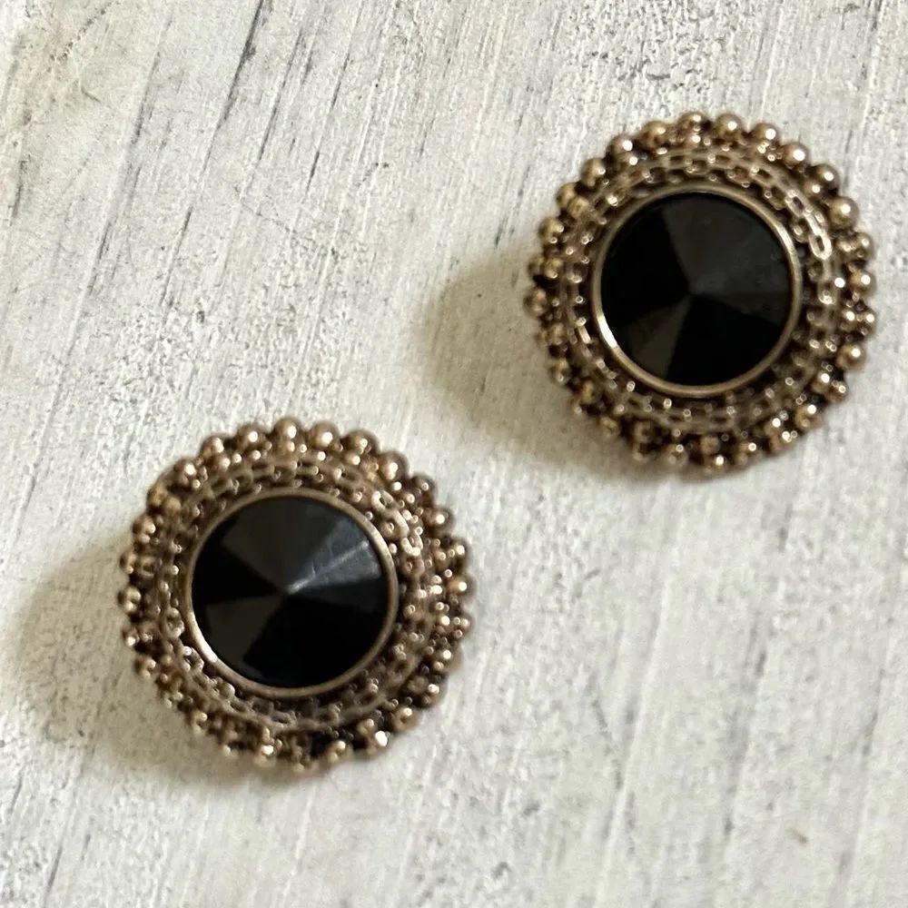 Black and silver  tone post earrings